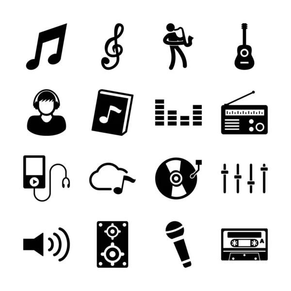 Ícones sólidos de música —  Vetores de Stock