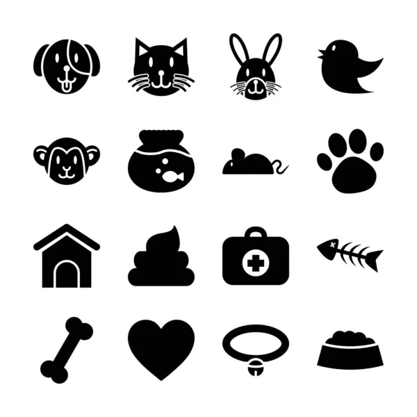 Iconos sólidos mascota — Archivo Imágenes Vectoriales