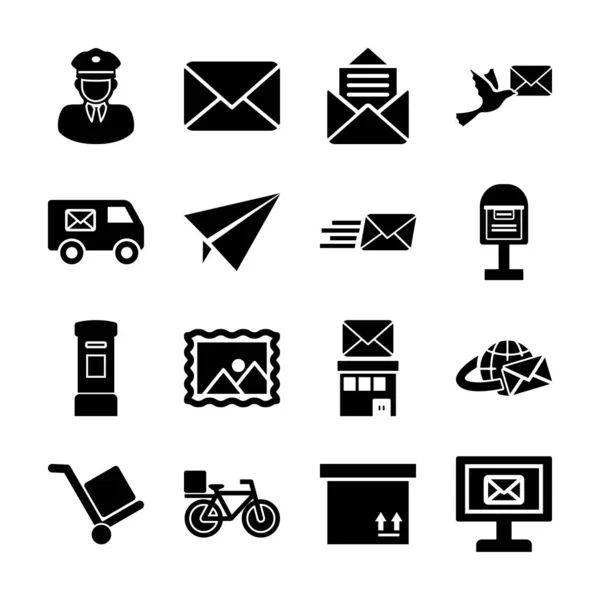 Post service solid icons — Stock Vector