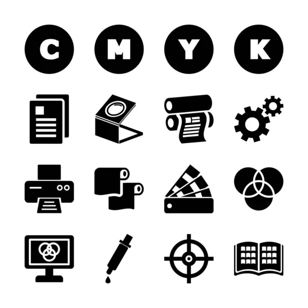 Printing solid icons — Stock Vector