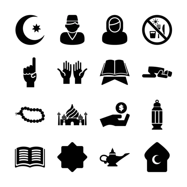 Ramadan Solid-pictogrammen — Stockvector