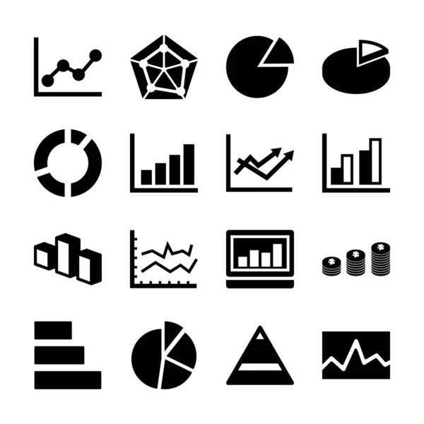 Iconos sólidos estadísticos — Archivo Imágenes Vectoriales