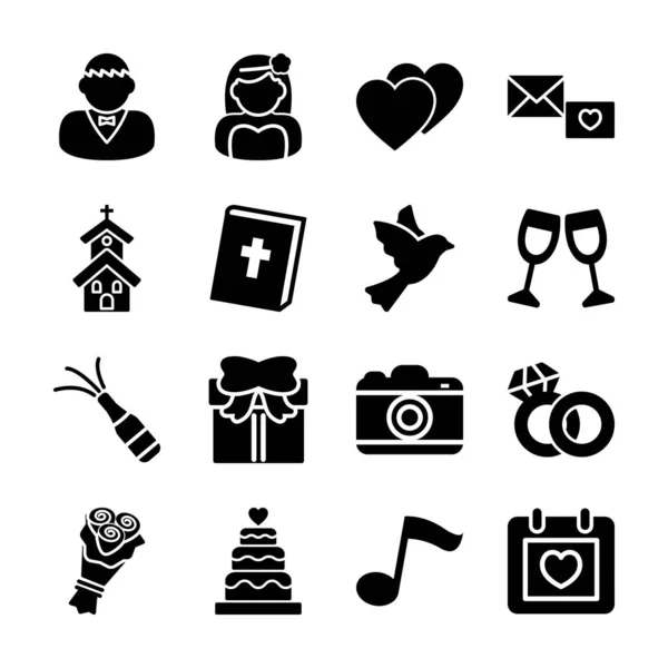 Wedding solid icons — Stock Vector