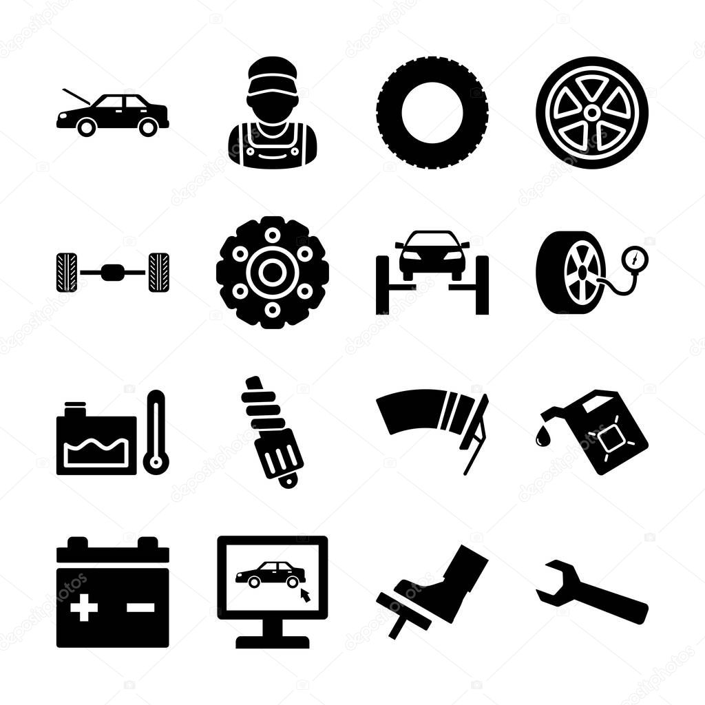 Car service solid icons vetor design