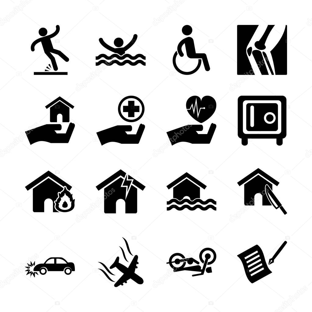 Insurance solid icons vector design