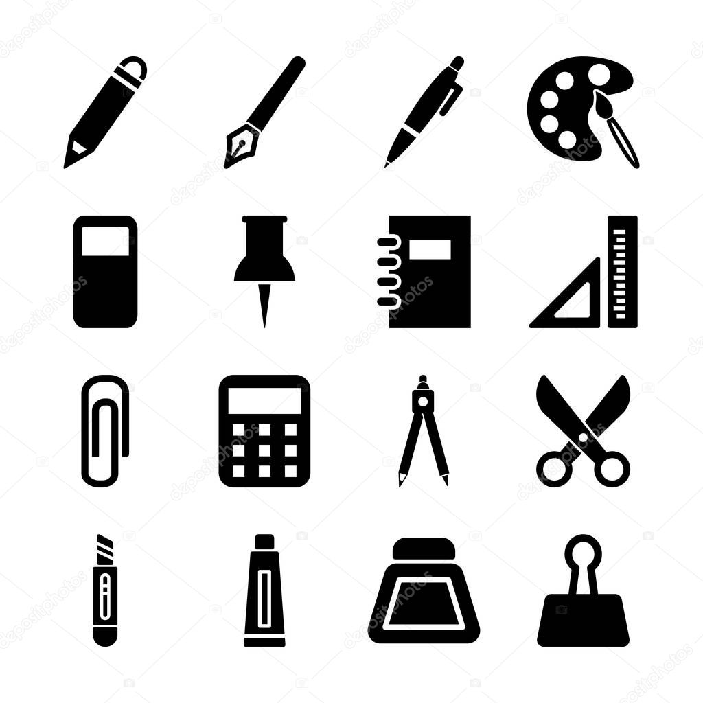Stationery solid icons vector design