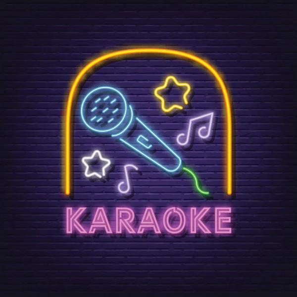 Karaoke neonová tabule — Stockový vektor