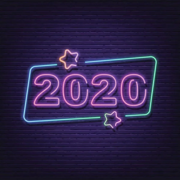 Cartello al neon 2020 — Vettoriale Stock