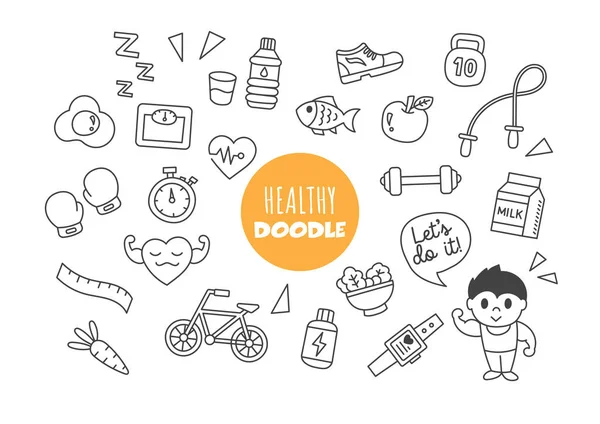 Sağlıklı kawaii karalama vektör el çizim biçimi
