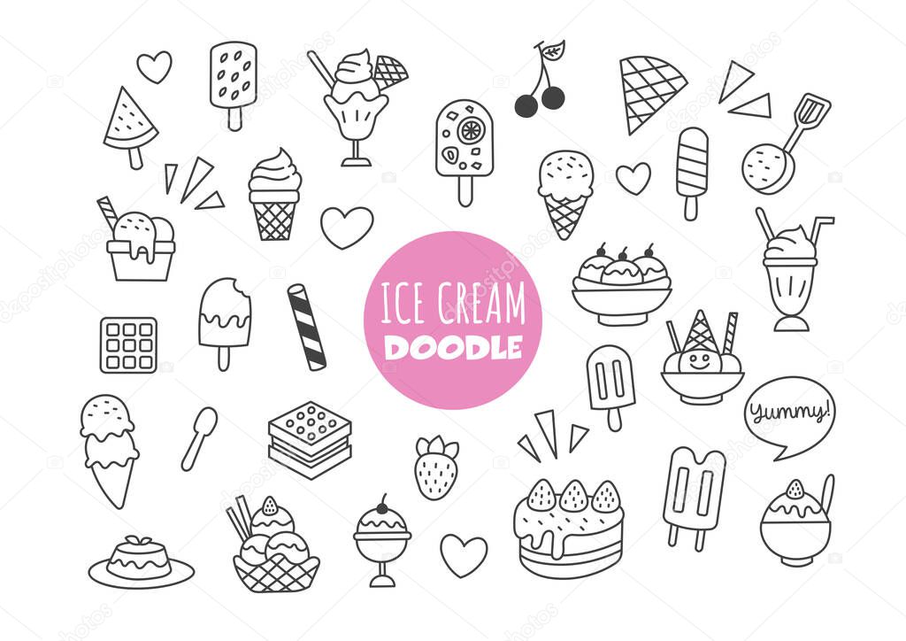 ice cream kawaii doodle vector hand drawing style