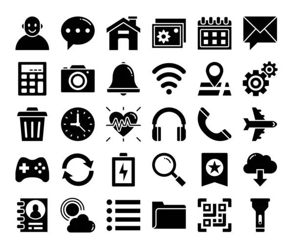 Mobile User Interface Glyph Vector Icons Pixel Perfect — Stock Vector