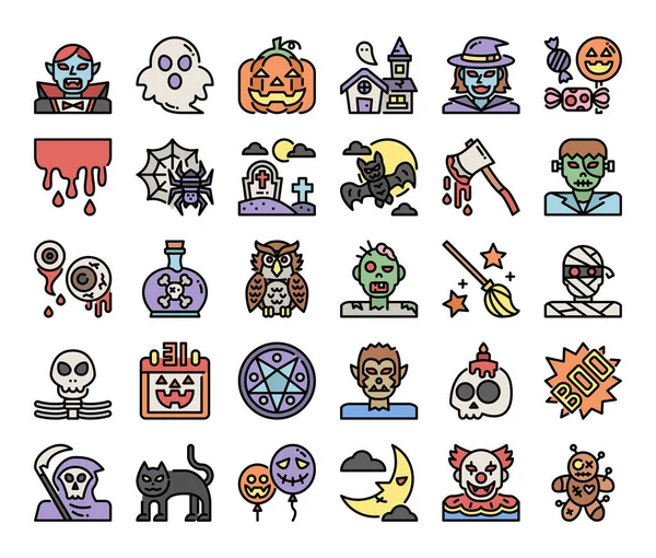 Cadılar bayramınız kutlu olsun. Renk ana hatları vektör simgeleri pikselleri mükemmel.