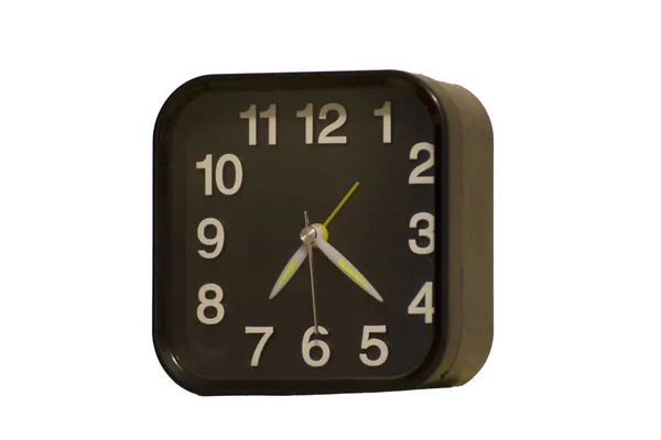 Simple Plastic Black Clock White Numbers — Stock Photo, Image