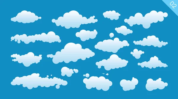 Ensemble Nuages Dessin Animé Sur Fond Bleu — Image vectorielle