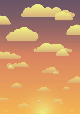 Vektör karikatür bulutlarda günbatımı renkleri topluluğu
