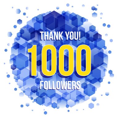 Teşekkür 1000 takipçileri tebrik kartı