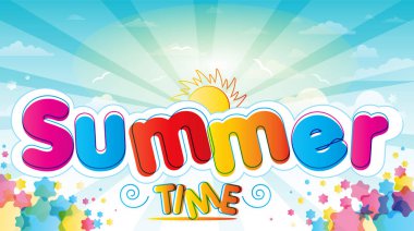 Yaz saati vektör banner tasarımı