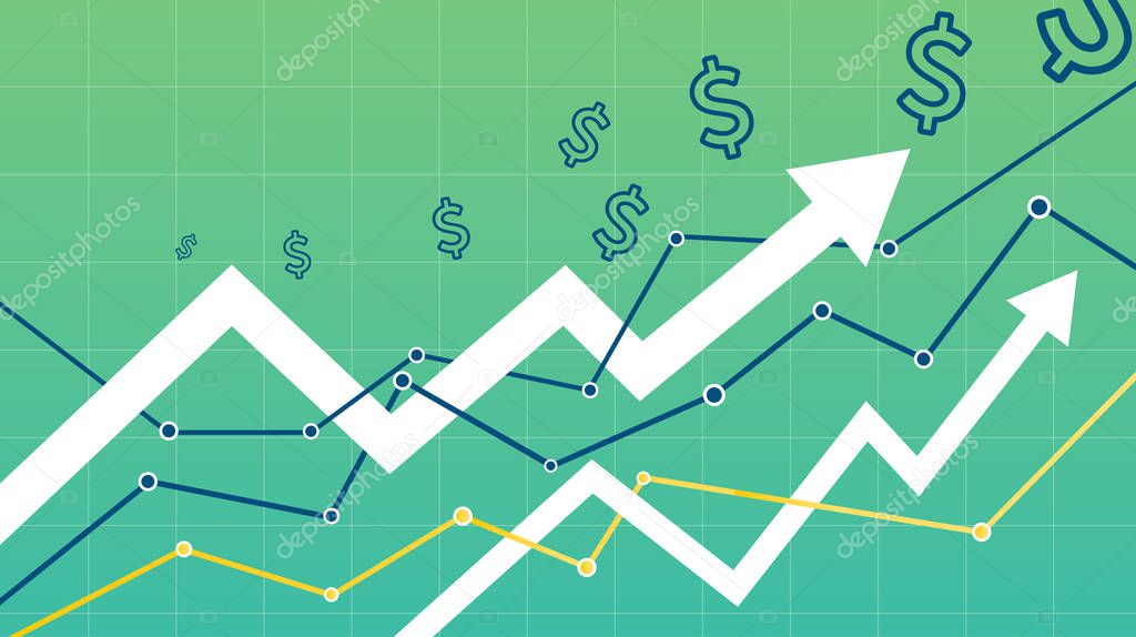 Stock vector graph money represent profit of business.