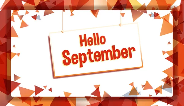 Olá Setembro Vetor Banner Card — Vetor de Stock
