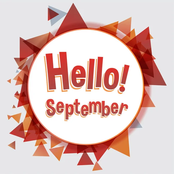 Hej September Vektor Design Banner Kort — Stock vektor