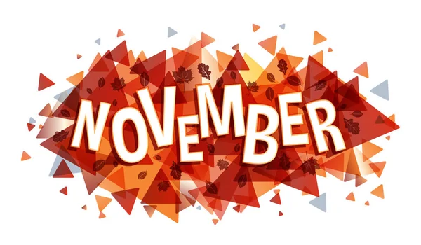 November Woord Vector Design Creatieve Banner Kaart — Stockvector