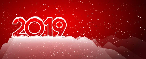 Feliz Ano Novo Cartão Saudação Palavra 2019 Fundo Vermelho Com Ilustrações De Stock Royalty-Free