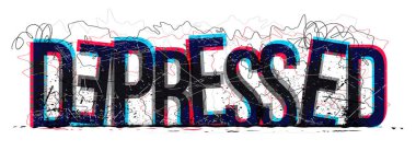 Depresif kelime vektör yaratıcı banner