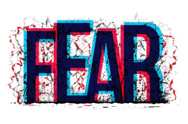 Korku kelime vektör, yaratıcı illüstrasyon afiş.