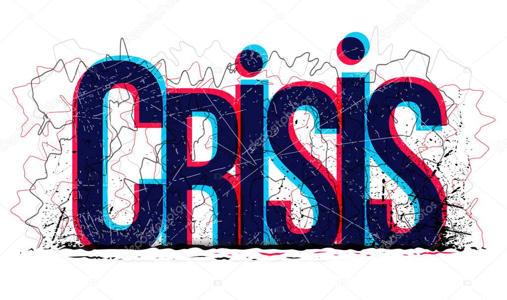 Crisis word vector, creative banner.