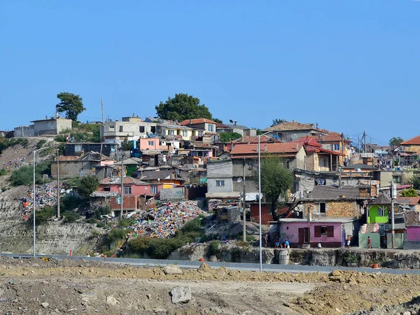 Varna Bulgária Agosto 2018 Obras Construção Estradas Perto Bairro Cigano — Fotografia de Stock