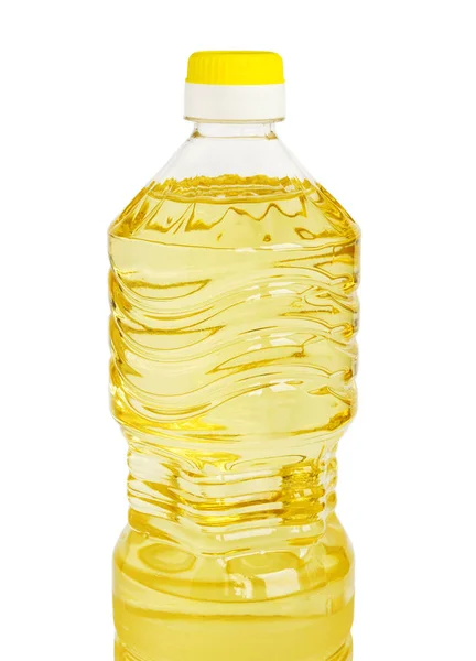 Желтый Подсолнух Растительное Масло Пластиковой Бутылке Литра Изолированы Белом Фоне — стоковое фото