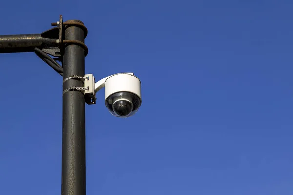 White street camera of external supervision installed on a pole