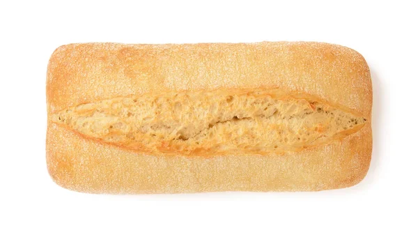 白い背景に隔離された全く新鮮なおいしいシアバッタパン 伝統的なイタリア料理 小麦パンを酵母や生地で焼く トップ表示 — ストック写真