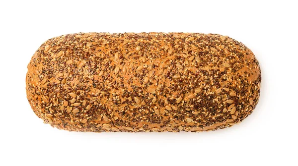 Bochník Čerstvého Chleba Semínky Izolovanými Bílém Pozadí Celý Pšeničný Chléb — Stock fotografie
