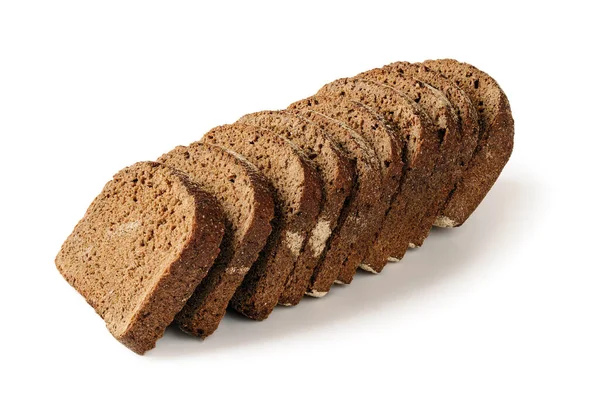 Krájený Bochník Čerstvého Žitného Chleba Izolovaný Bílém Pozadí Nízkokalorický Celozrnný — Stock fotografie