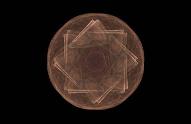 Siyah üzerine soyut fraktal altın simetrik figür