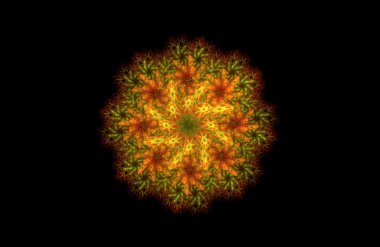 soyut fraktal altın yeşil simetrik figür