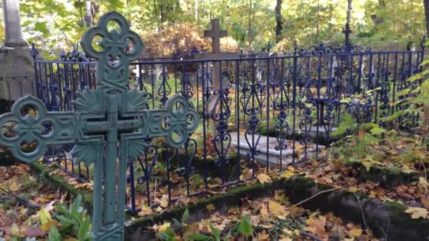 Old Tombstones in Graveyard — Stock Video