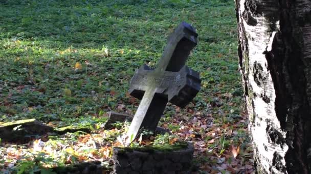 Vieilles pierres tombales dans le cimetière — Video