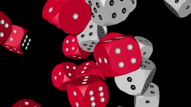 Red and White Color Dice Collided — Stock Video