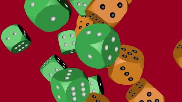绿色和橙色的骰子折叠 — 图库视频影像