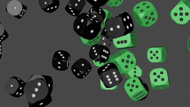 Zelené a černé barevné kostky srazil — Stock video