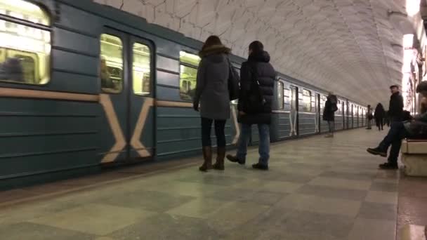 Metro Train Příjezdu Odjezdu Moskva Underground — Stock video