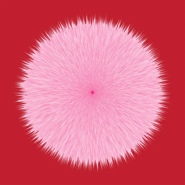 Pink Fluffy Hair Pom, 3D иллюстрация на Red — стоковое фото