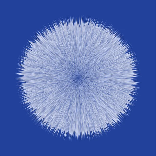 Blue Fluffy Hair Pom, 3D illustration on Blue — Stock Photo, Image