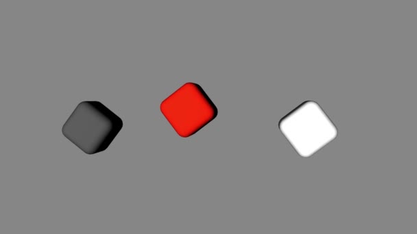 Boucle de cubes blancs noirs rouges en mouvement, rendu 3D — Video