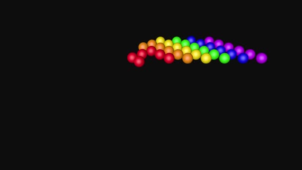 Boucle de boules de couleur arc-en-ciel en mouvement, rendu 3D — Video