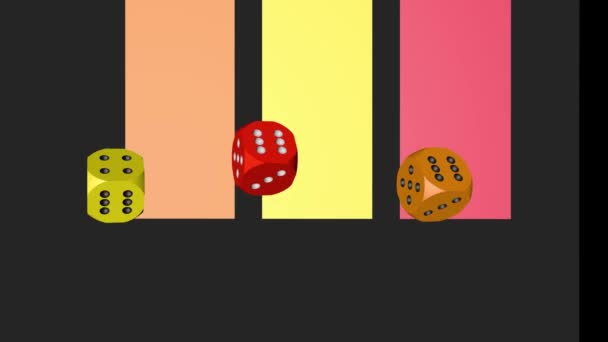 Red Orange Yellow Dice Loop Movendo-se, 3D Rendering 4K — Vídeo de Stock