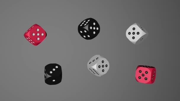 Rojo Blanco Negro Dados Loop en movimiento, 3D renderizado 4K — Vídeo de stock