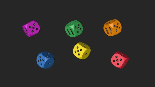 Ουράνιο τόξο χρώμα ζάρια, 3d απεικόνιση σε γκρι — Φωτογραφία Αρχείου
